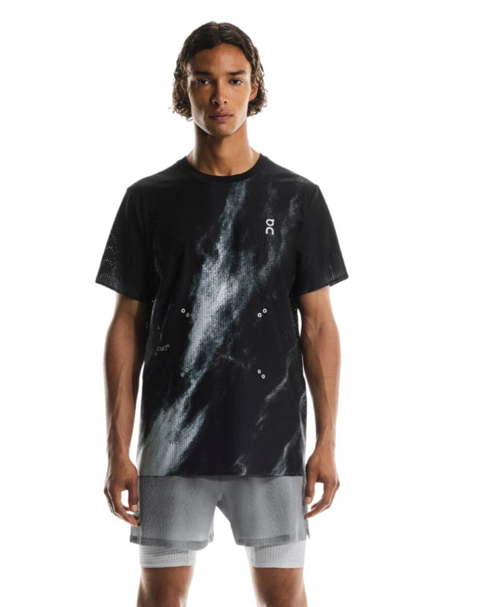 On Shirt Men XL Pace Mesh T Black Glacier CleanCloud Running Graphic Tee Casual